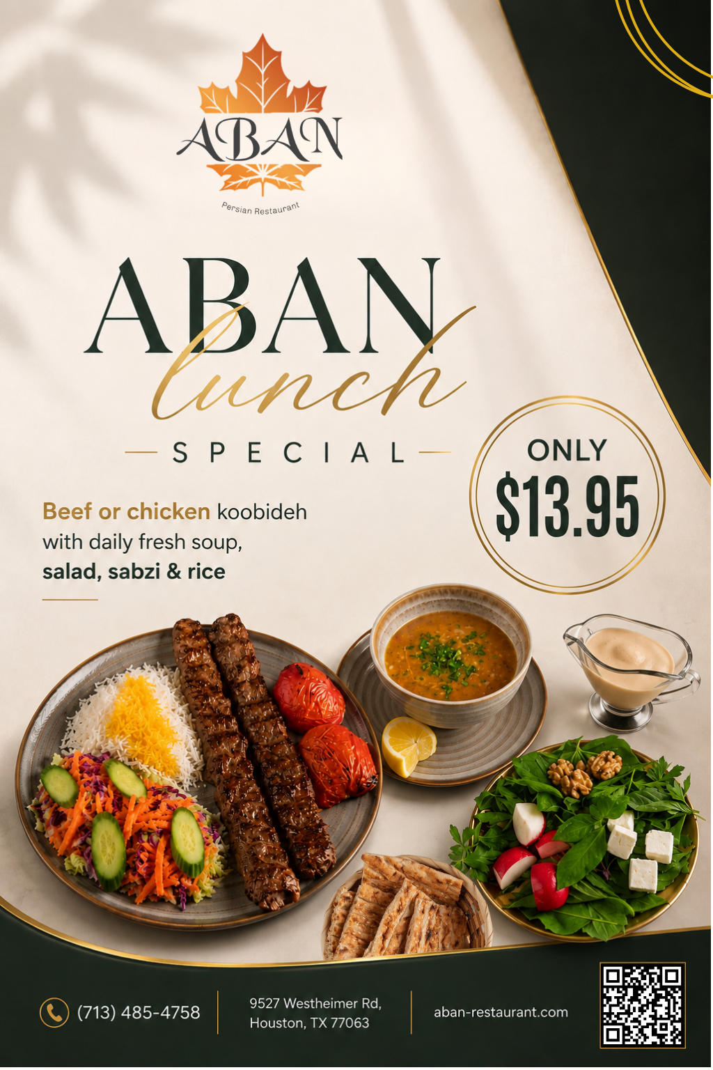 Aban Lunch Special – Authentic Persian Lunch in Houston for $13.95